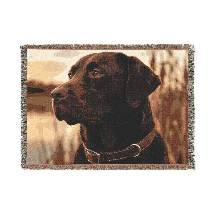 Black Lab Woven Throw Blanket — Dog Portrait Tapestry for Living Room & Gifts