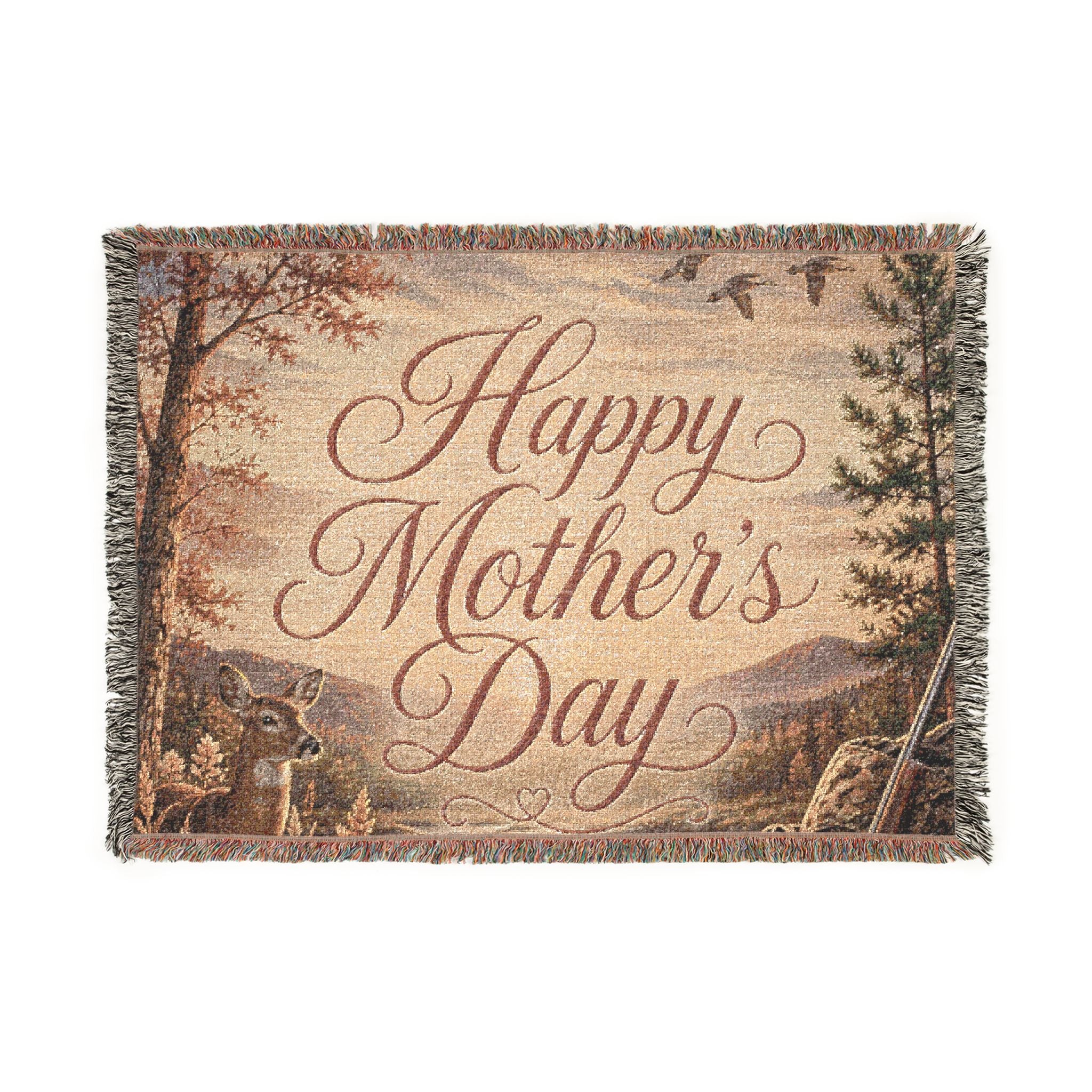 Woven Blanket — "Happy Mother’s Day" Vintage Scenic Throw
