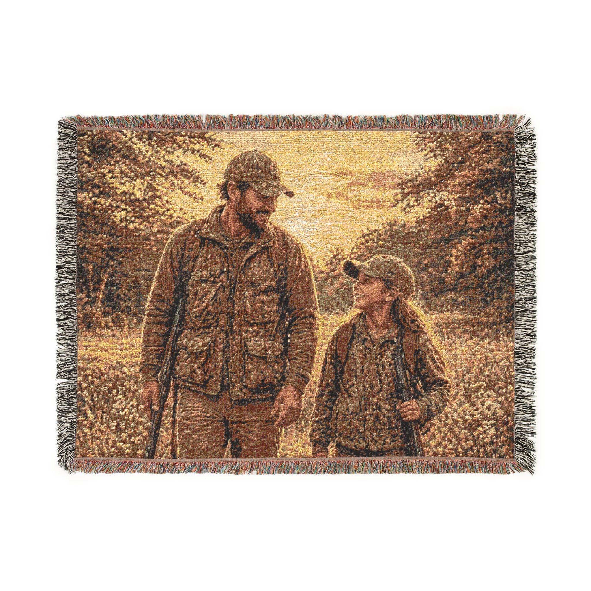Father and Daughter Hunting Woven Blanket — father and daughter happy fathers day daughter to father