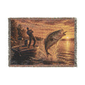 Fishing Sunset Woven Blanket — Leaping Fish & Angler Throw