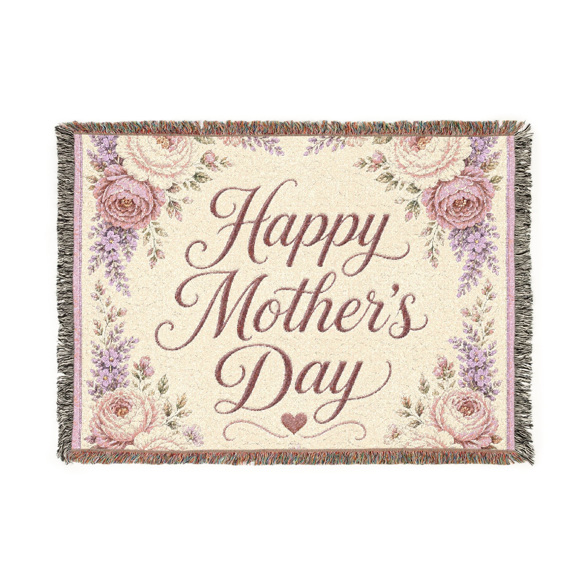 Happy Mother's Day Woven Blanket – Floral Decorative Throw for Mom