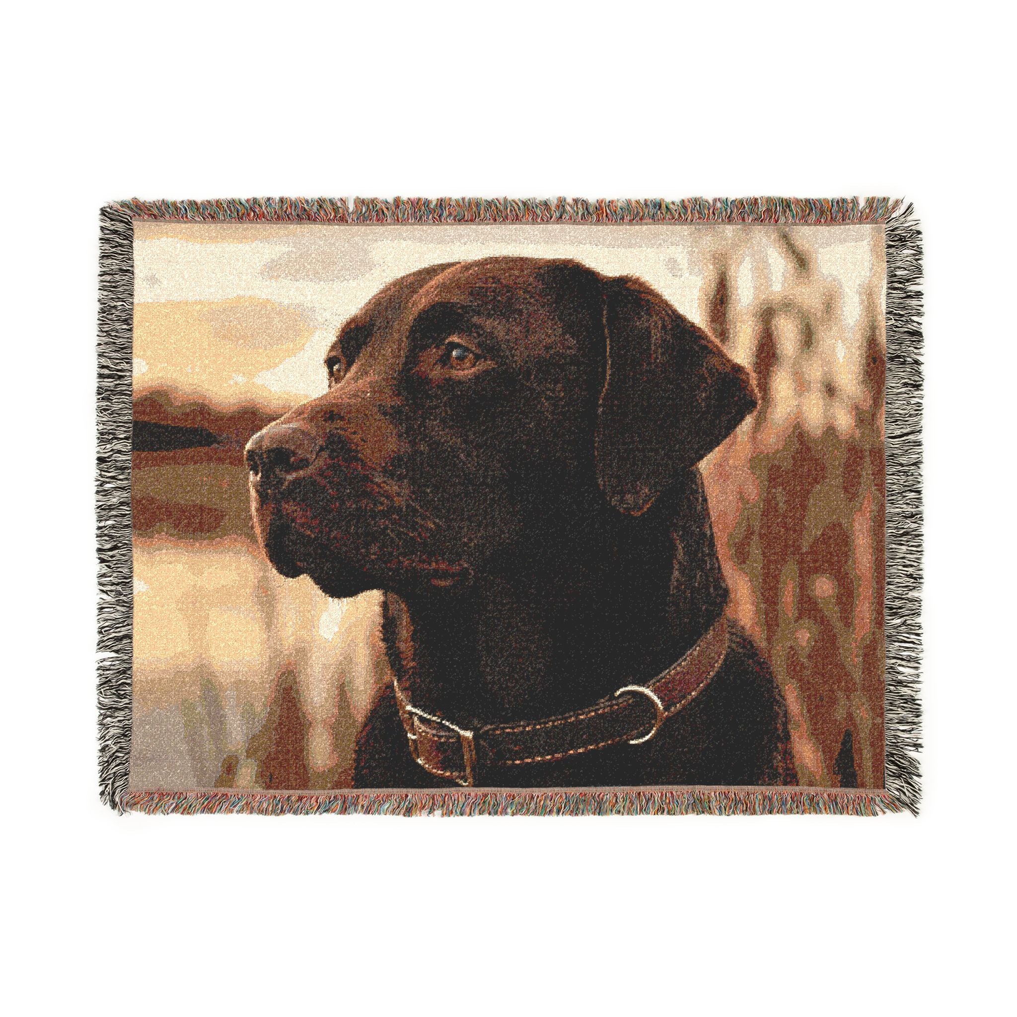 Black Lab Woven Throw Blanket — Dog Portrait Tapestry for Living Room & Gifts
