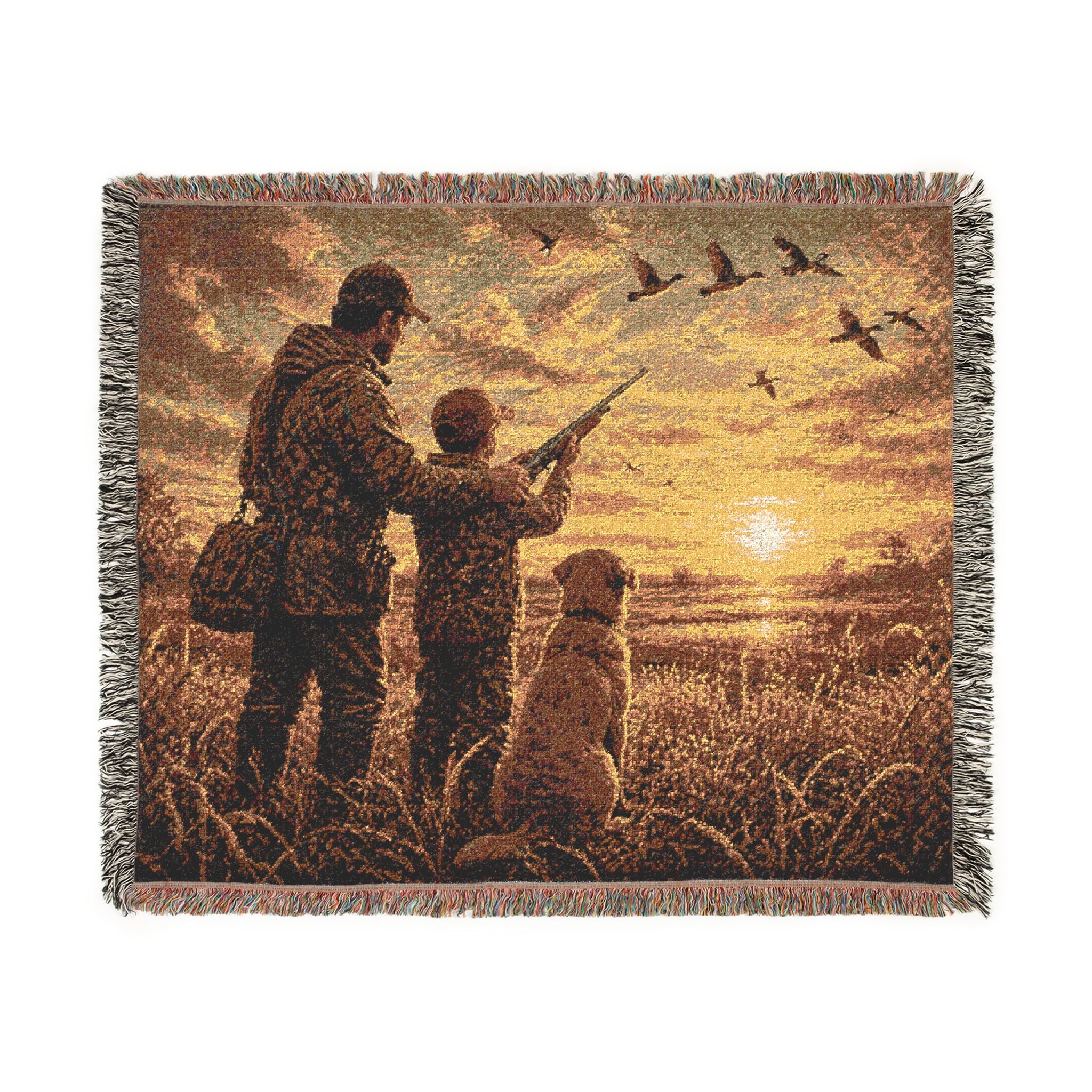 Father and Son Hunting Woven Blanket — First Hunt