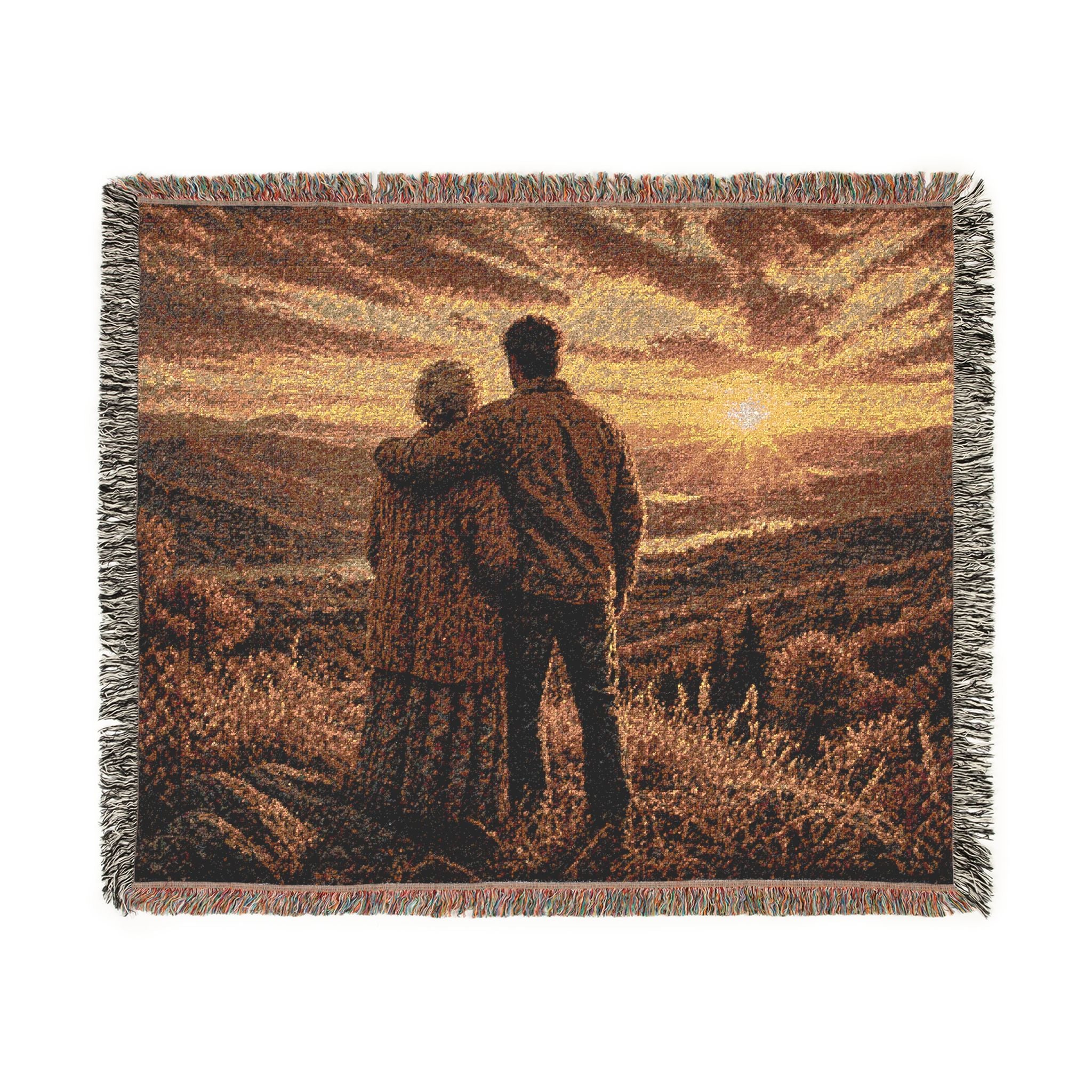 Sunset Mountain Couples Woven Blanket — Son and mother Happy Mothers Day