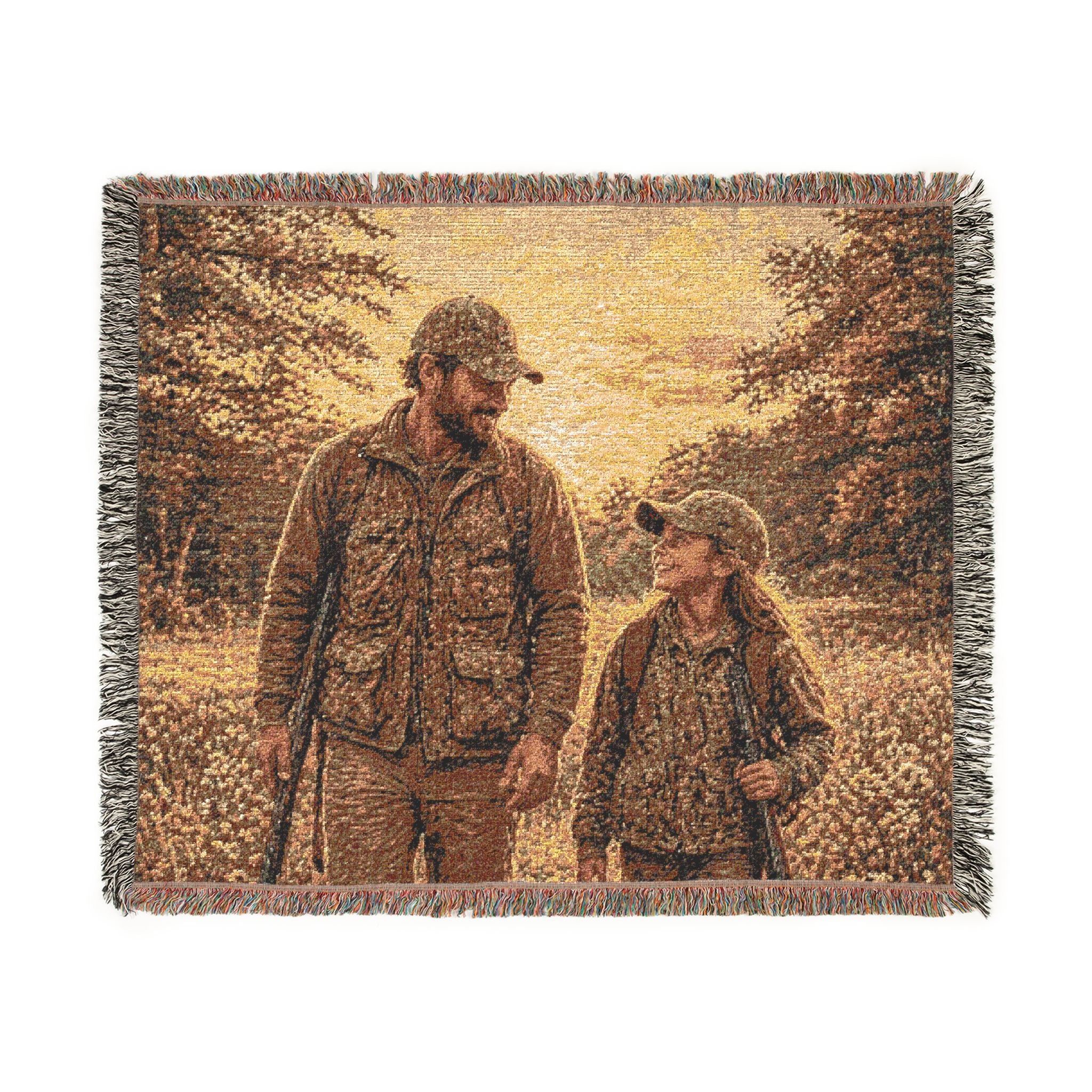 Father and Daughter Hunting Woven Blanket — father and daughter happy fathers day daughter to father