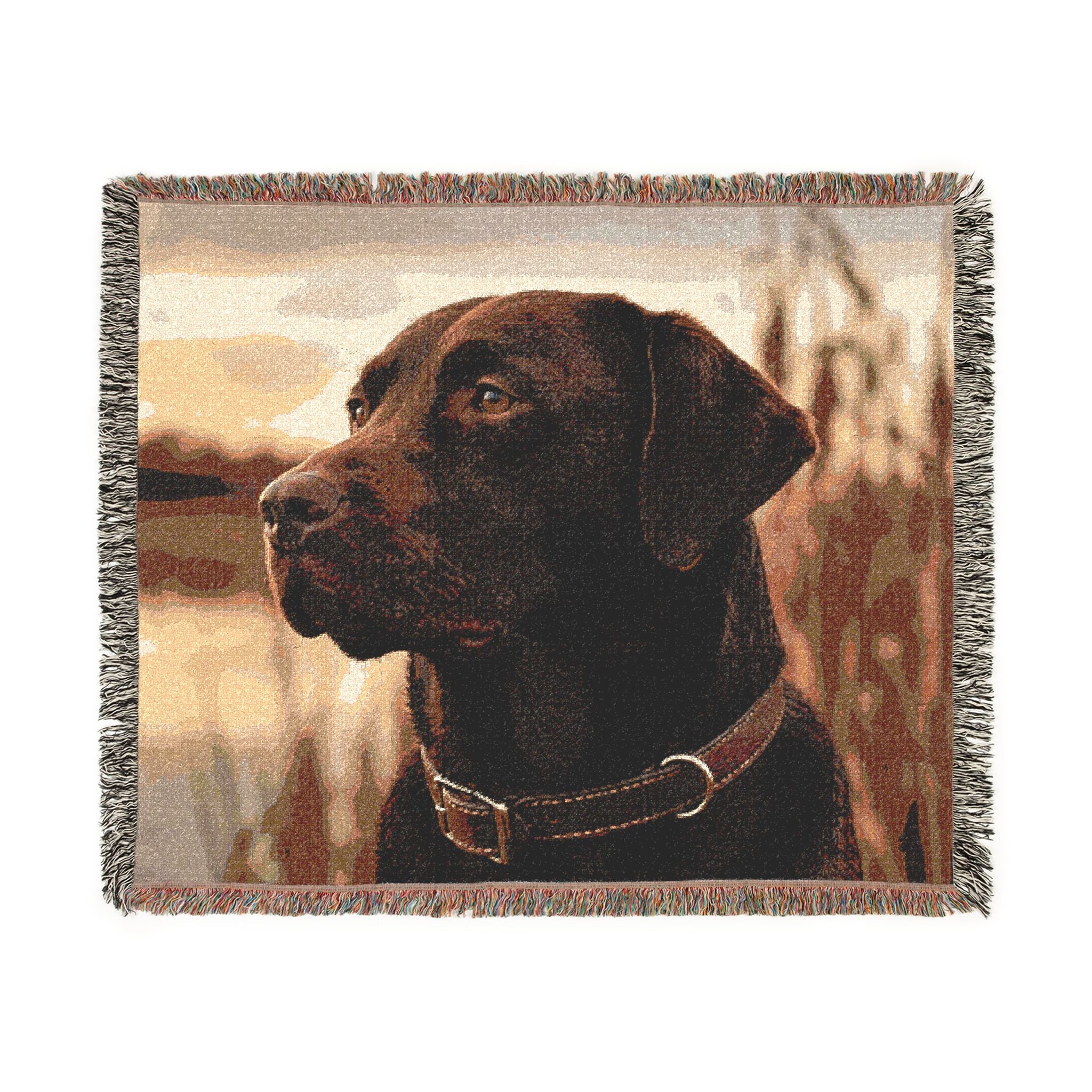 Black Lab Woven Throw Blanket — Dog Portrait Tapestry for Living Room & Gifts