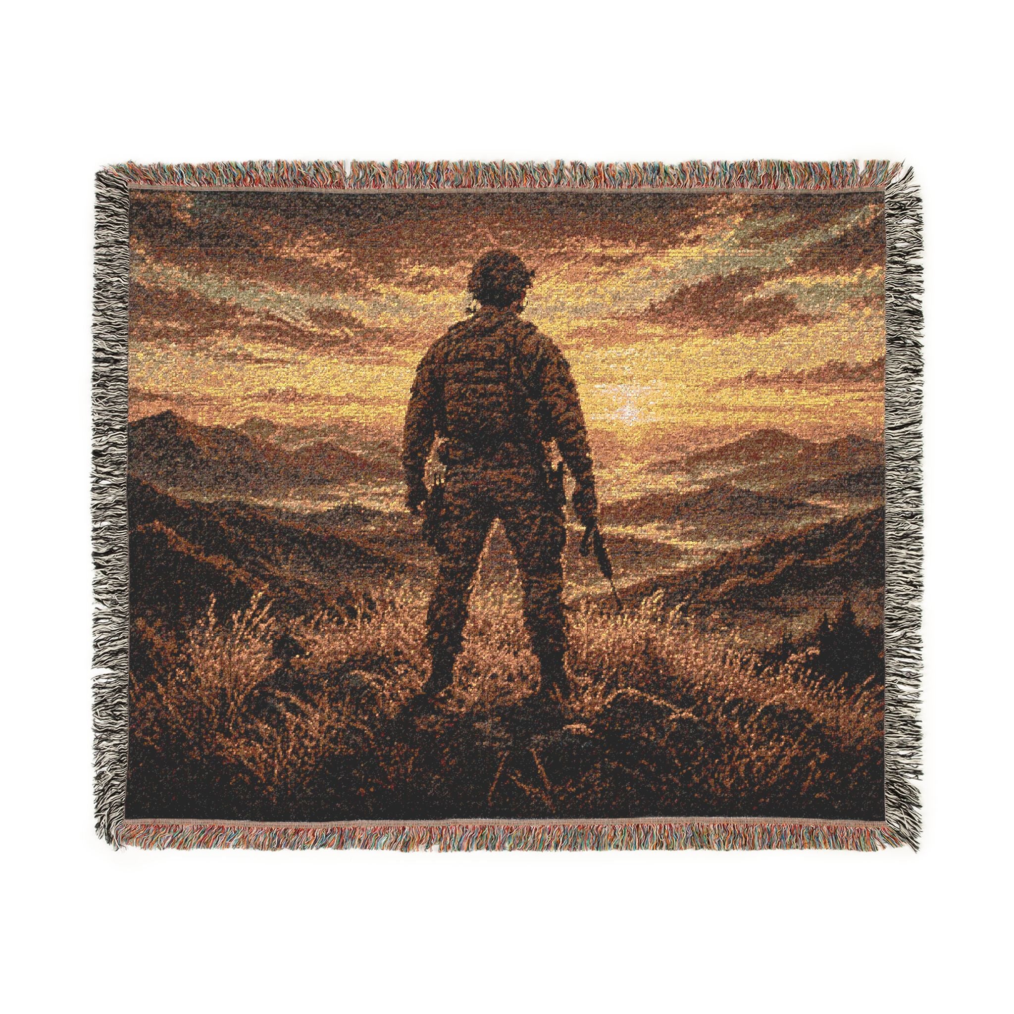 Woven Blanket — Sunset Soldier Silhouette Throw