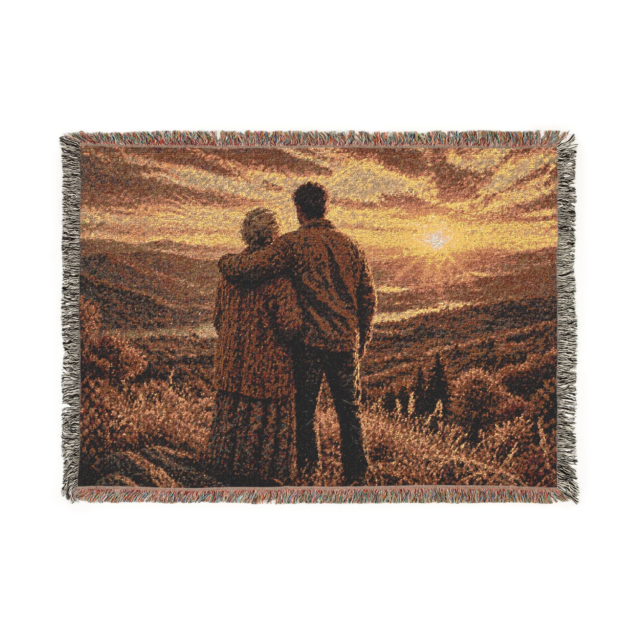 Sunset Mountain Couples Woven Blanket — Son and mother Happy Mothers Day
