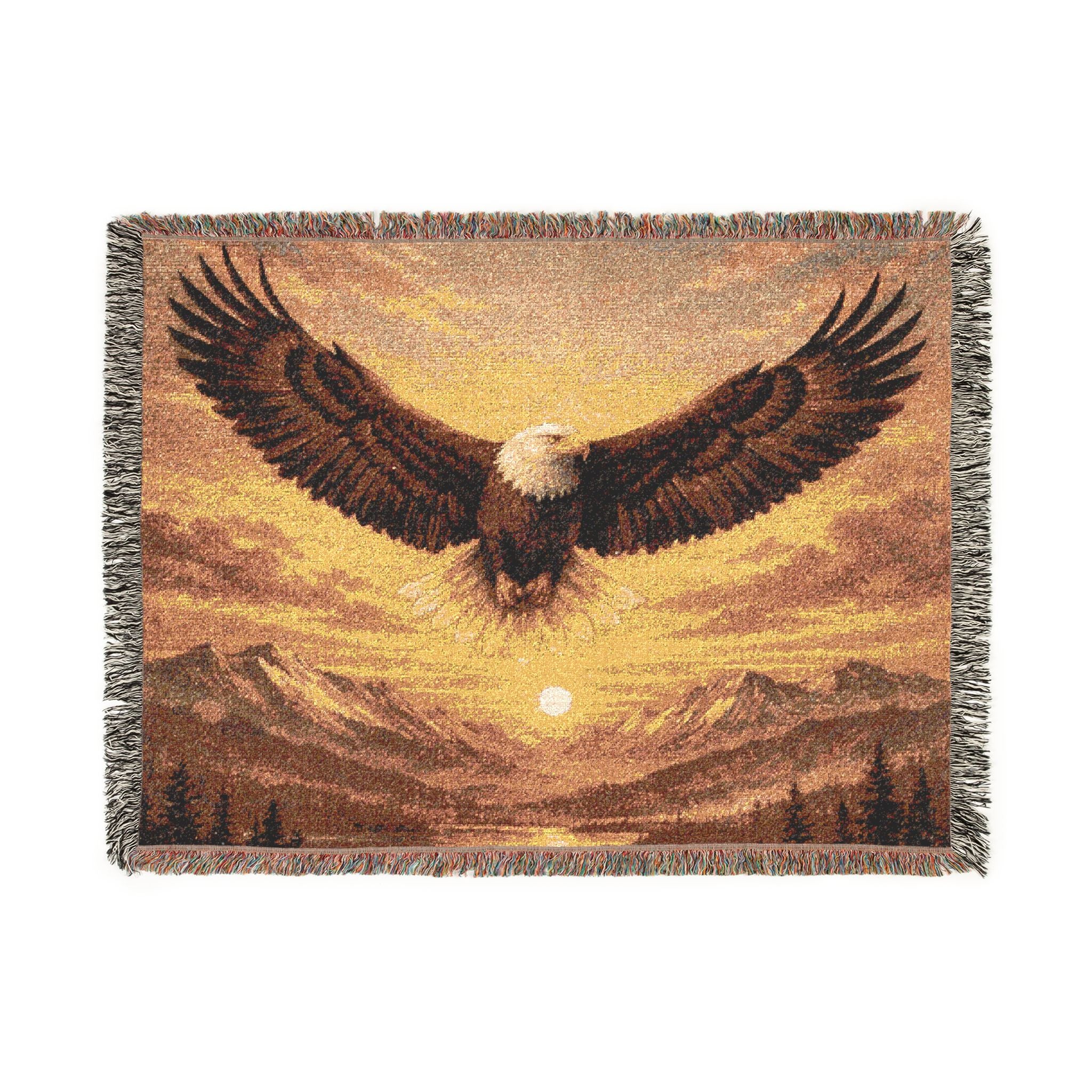 Eagle Woven Throw Blanket — Majestic Soaring Eagle Tapestry Blanket