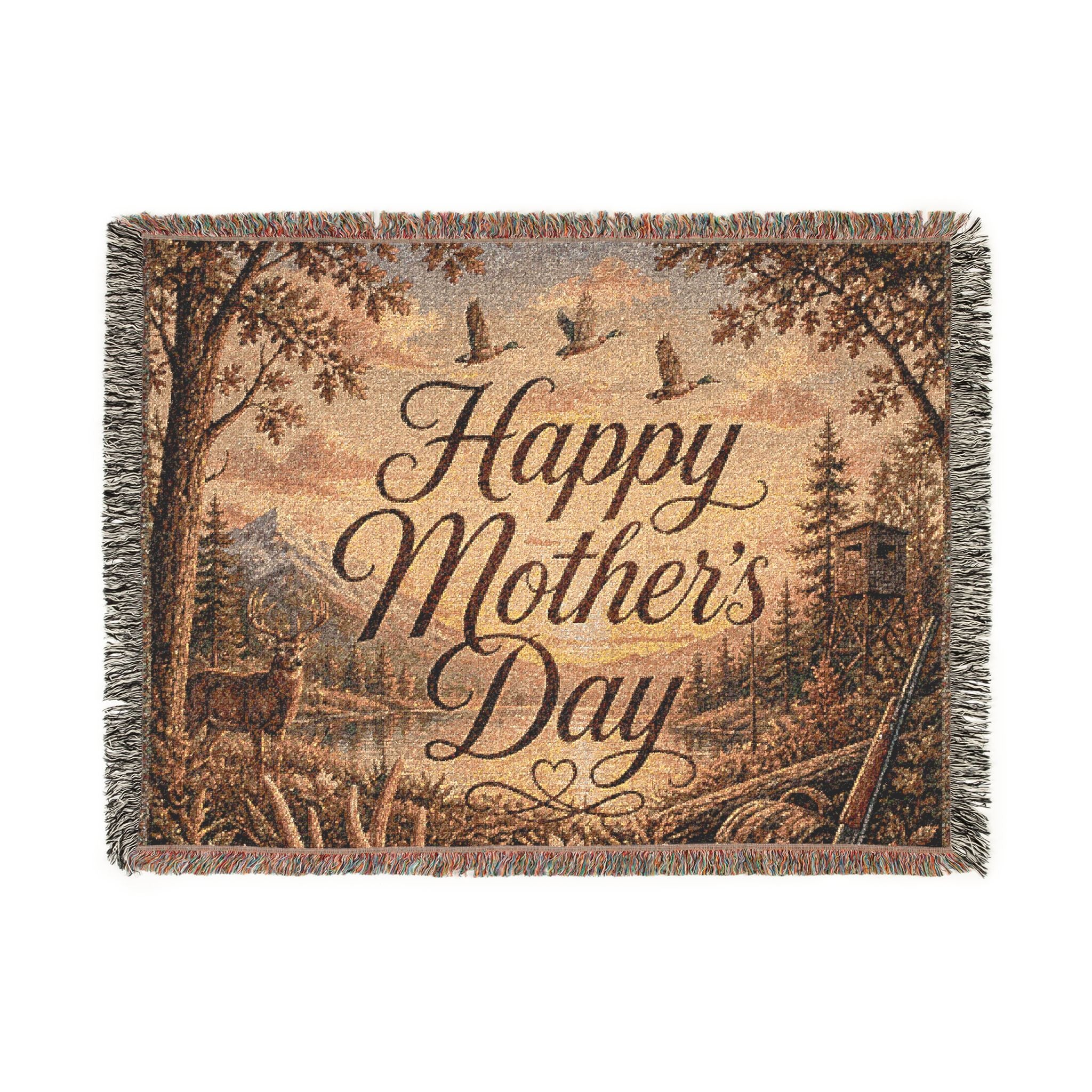 Happy Mother's Day Woven Blanket — Scenic Lakeside Tribute Gift