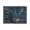 Aurora Night Woven Blanket — Northern Lights Camping Landscape Throw