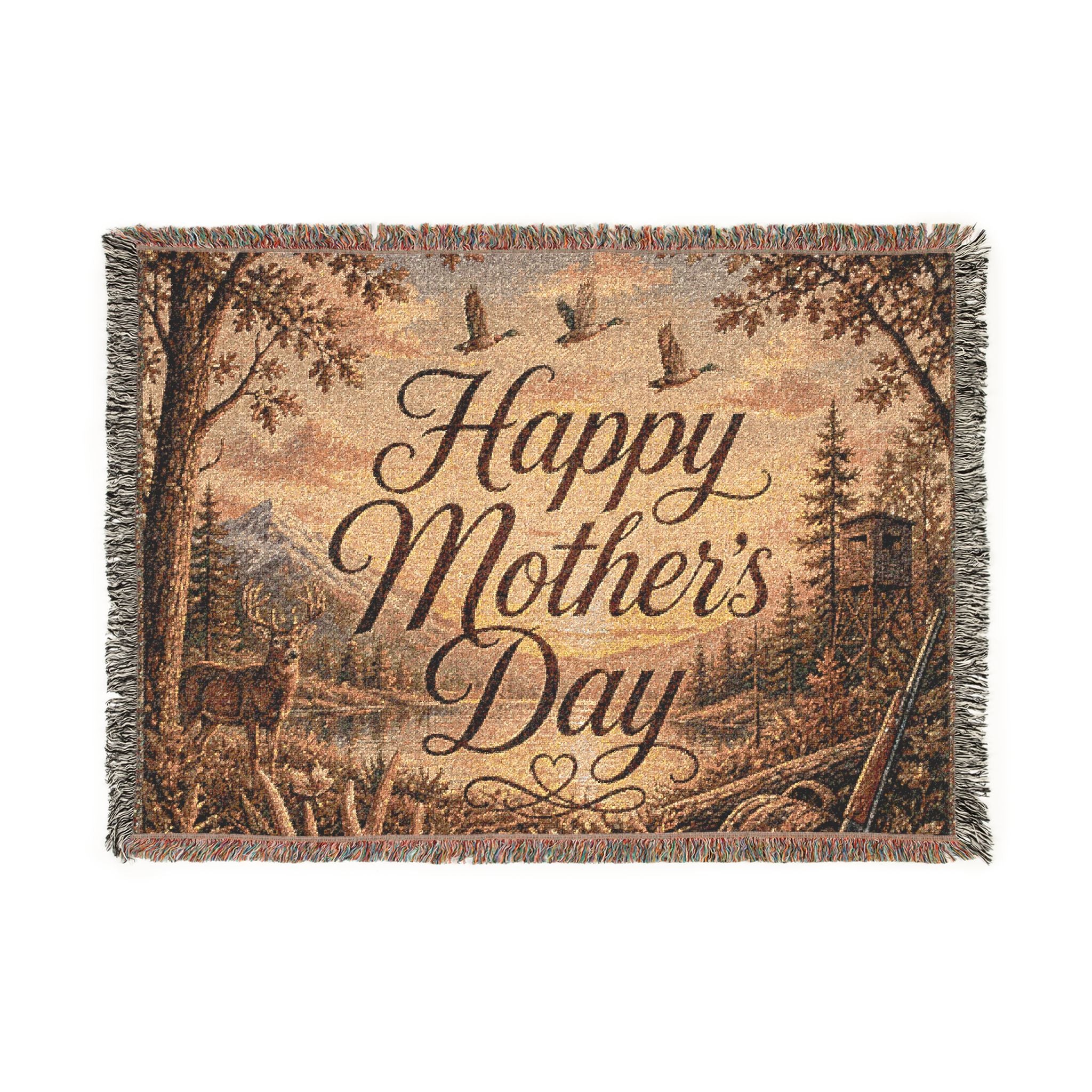 Happy Mother's Day Woven Blanket — Scenic Lakeside Tribute Gift