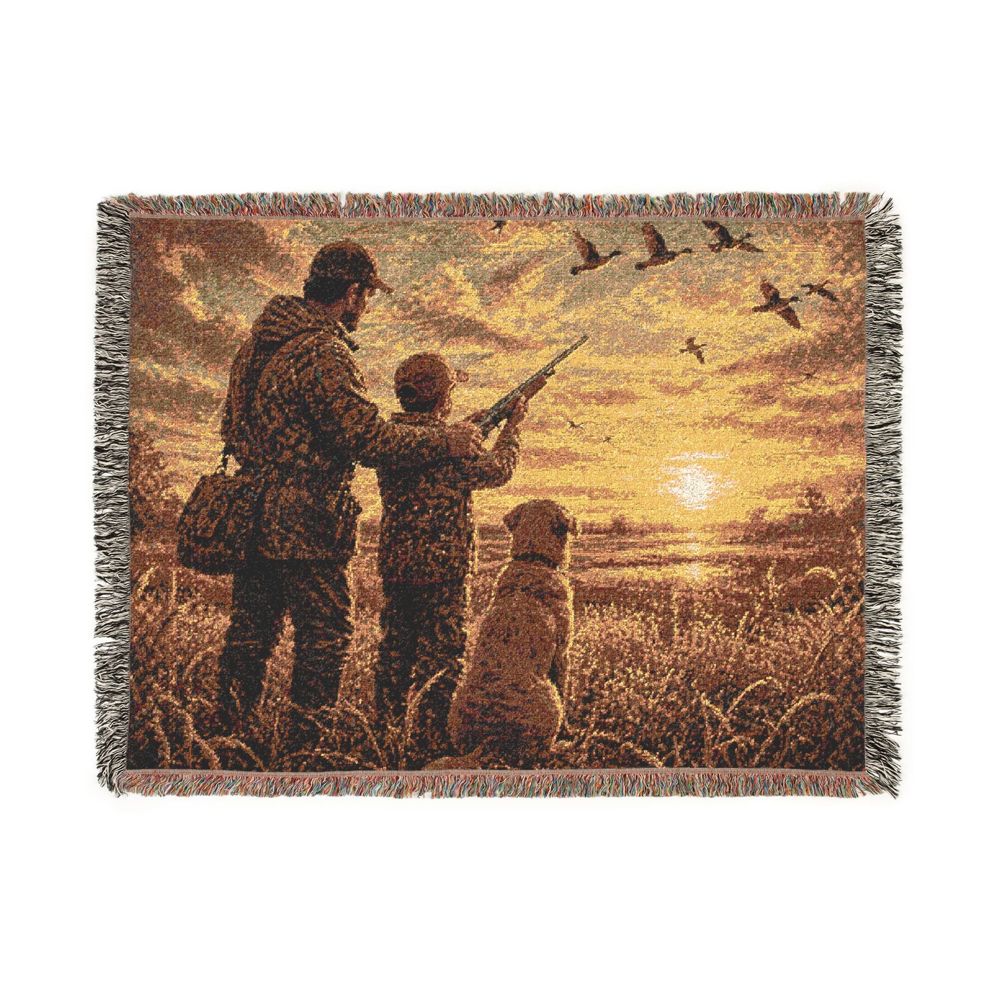 Father and Son Hunting Woven Blanket — First Hunt