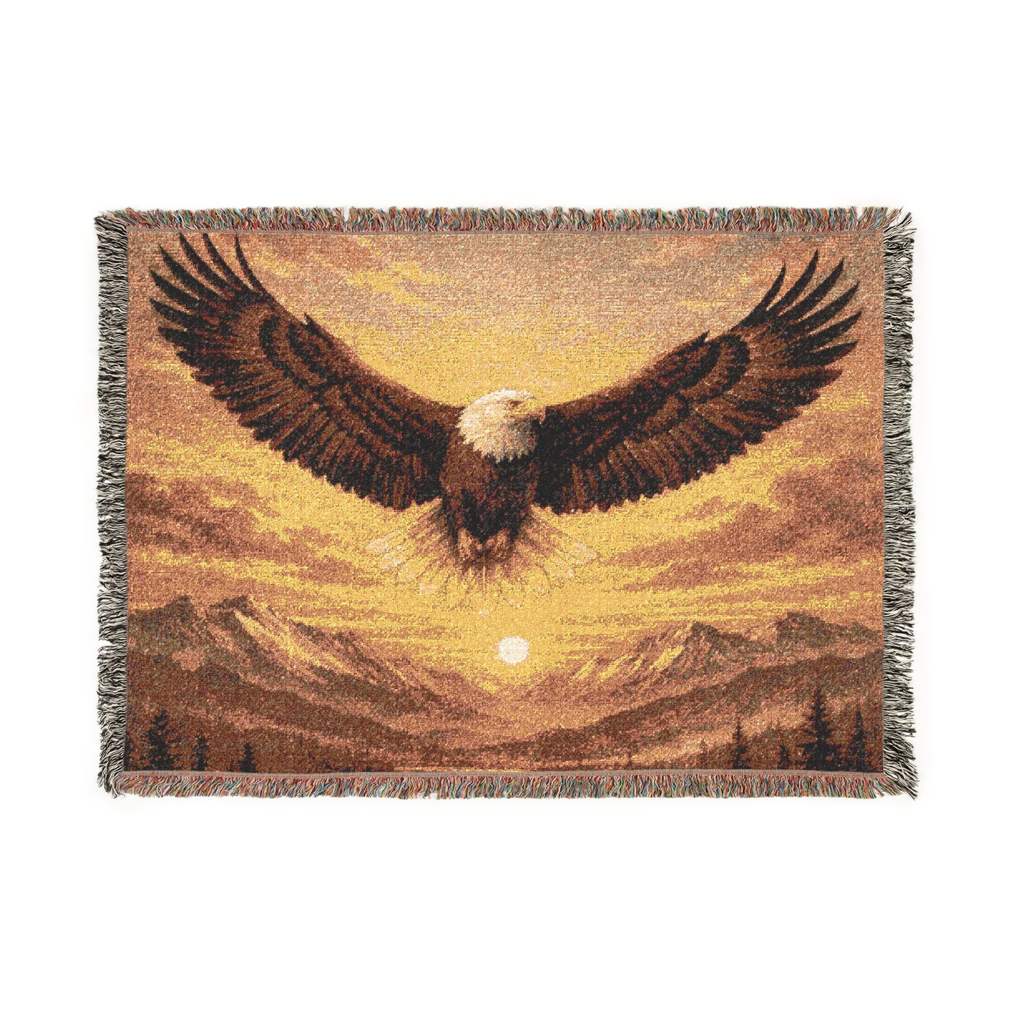 Eagle Woven Throw Blanket — Majestic Soaring Eagle Tapestry Blanket