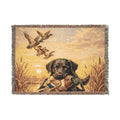 Woven Blanket - Hunting Retriever Dog Scene Throw (Sunset & Night Designs)