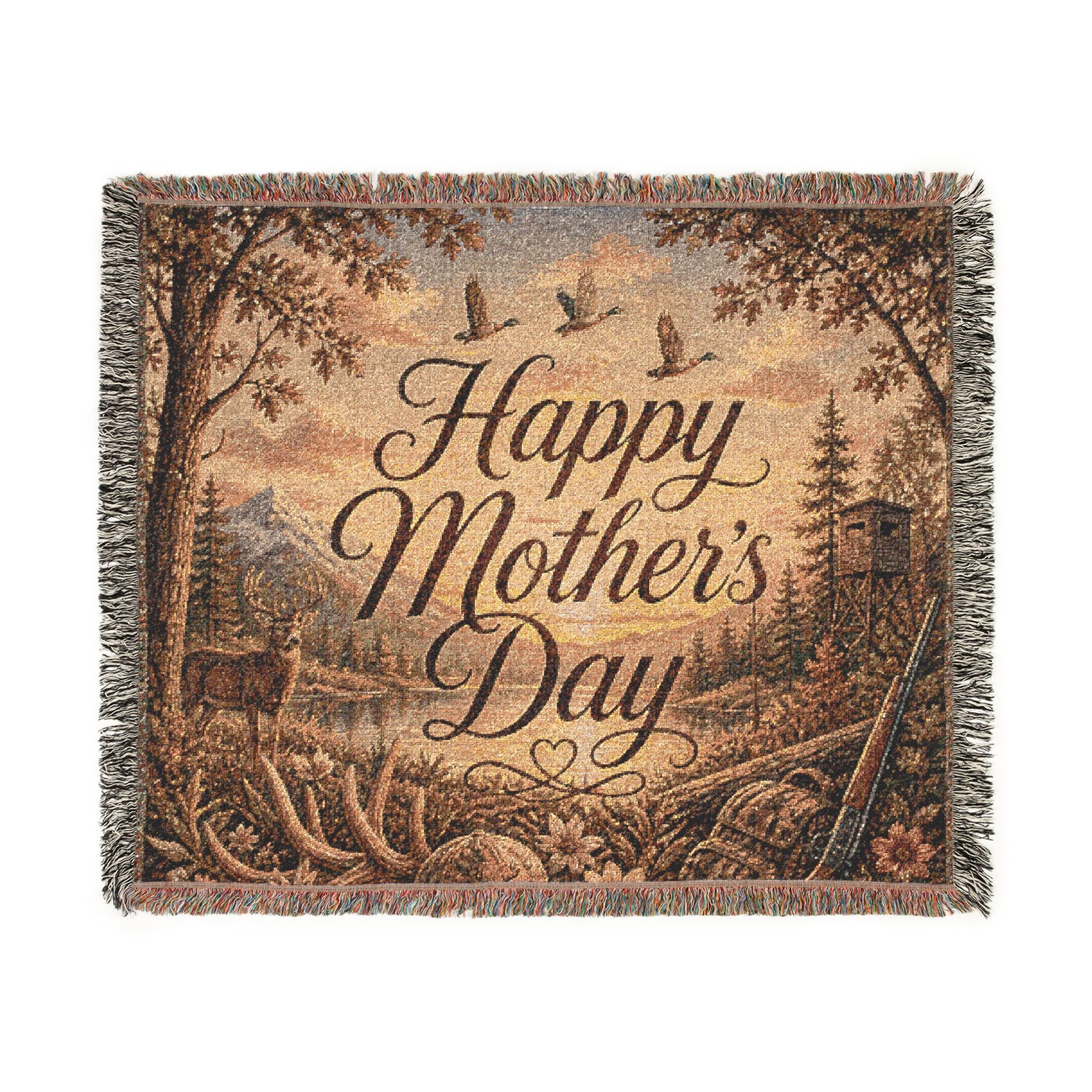 Happy Mother's Day Woven Blanket — Scenic Lakeside Tribute Gift