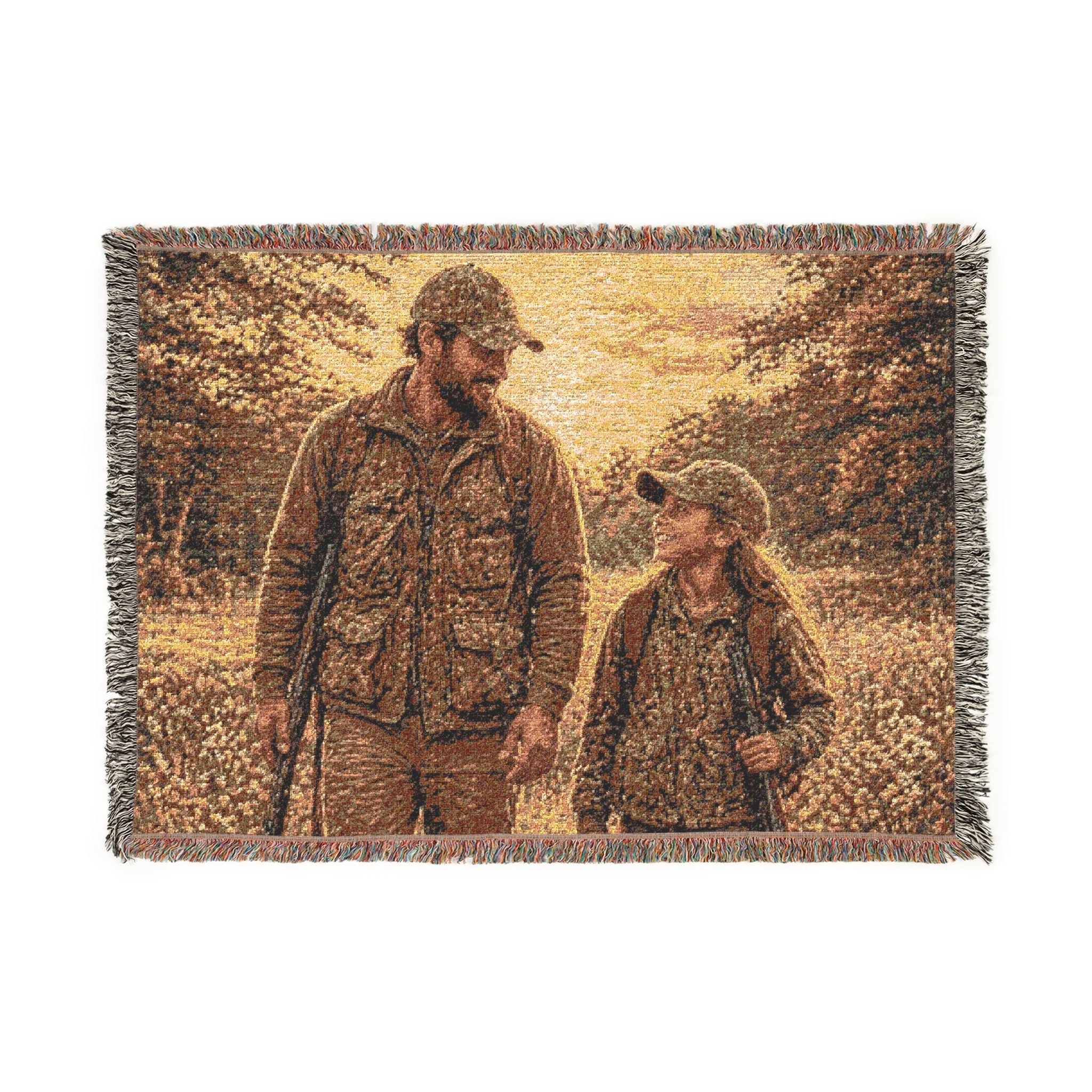 Father and Daughter Hunting Woven Blanket — father and daughter happy fathers day daughter to father