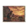Sunset Farm Cat Woven Blanket – Cozy Rustic Throw for Cat Lovers